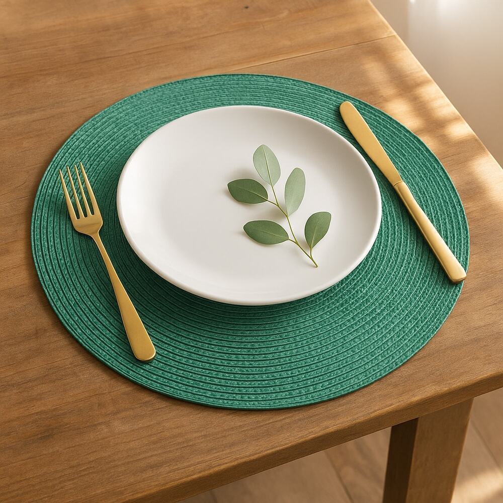 New Pier 1 Imports Set of 4 Placemats Mesa Verdent Green Round Braided 15"